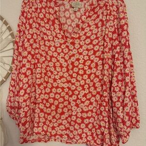 St. John's Bay pink Floral Blouse with Flutter Sleeves